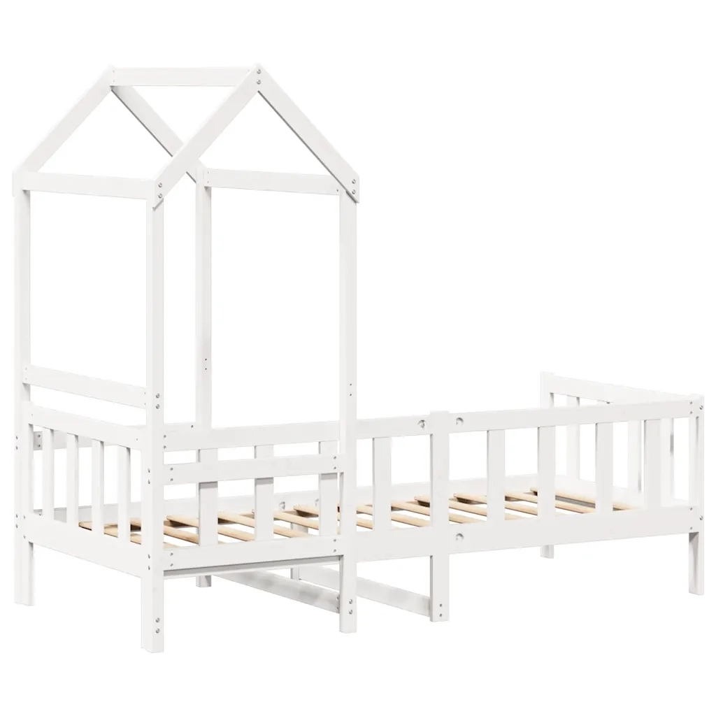 Dormeuse con Tetto 80x200 cm Bianco in Legno Massello di Pino