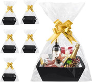 Set di 6 contenitori di regalo vuoti con maniglie e nodi di chiusura - nero
