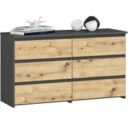 Cassettiera CL100 compatta AKORD Grigia Grafite 100 cm 6 cassetti inserto frontale Quercia Artisan 100x35x57 cm