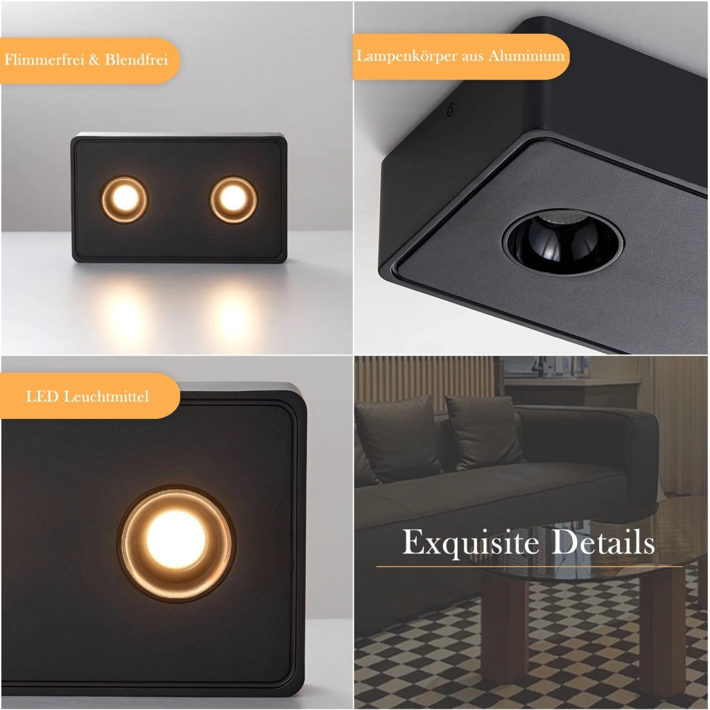 ZMH Faretto da soffitto LED da superficie 2 fiamme 14W
