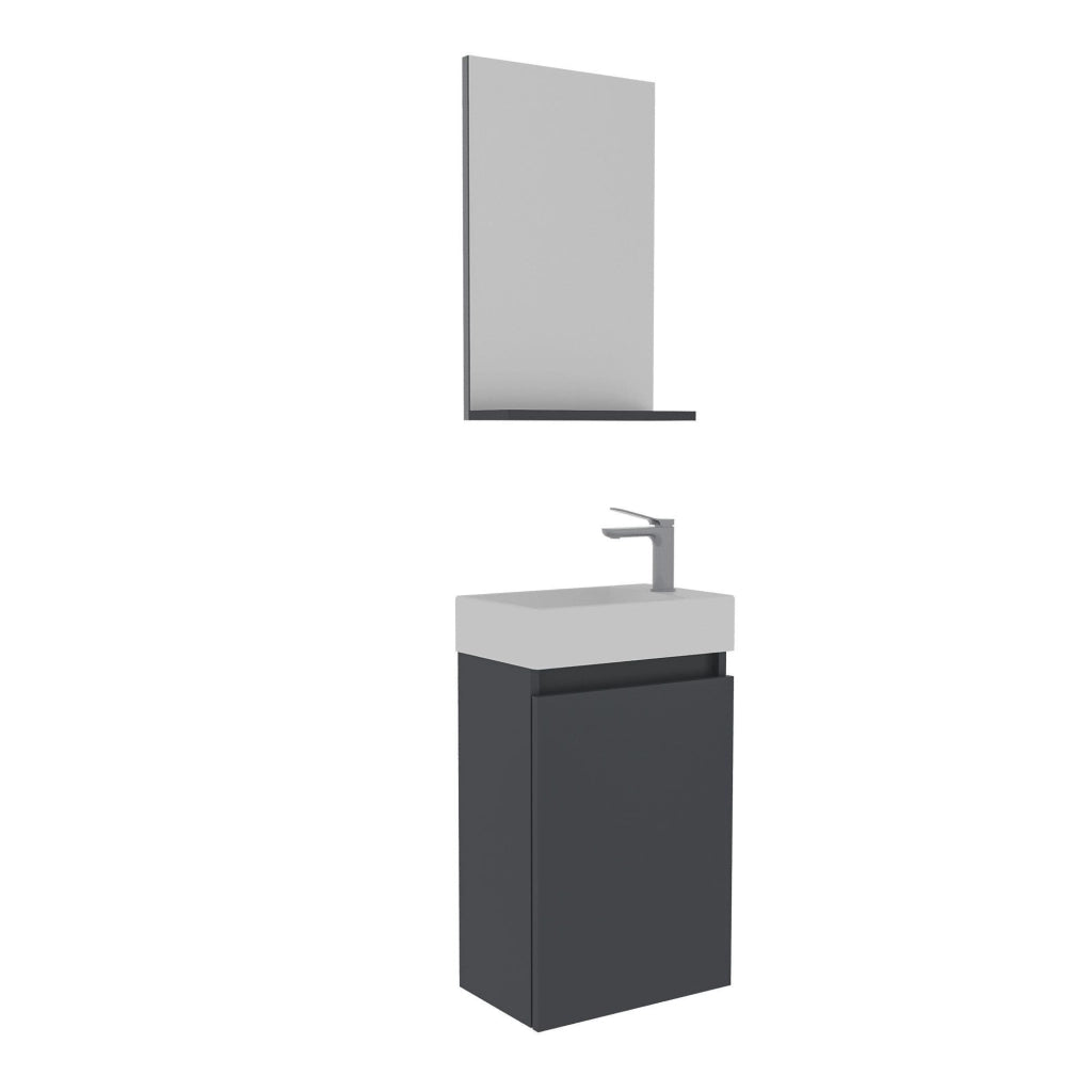 Set mobile lavabo con specchio (2 pezzi) "Conza 45" - 45 x 26 x 75 cm - Antracite opaco