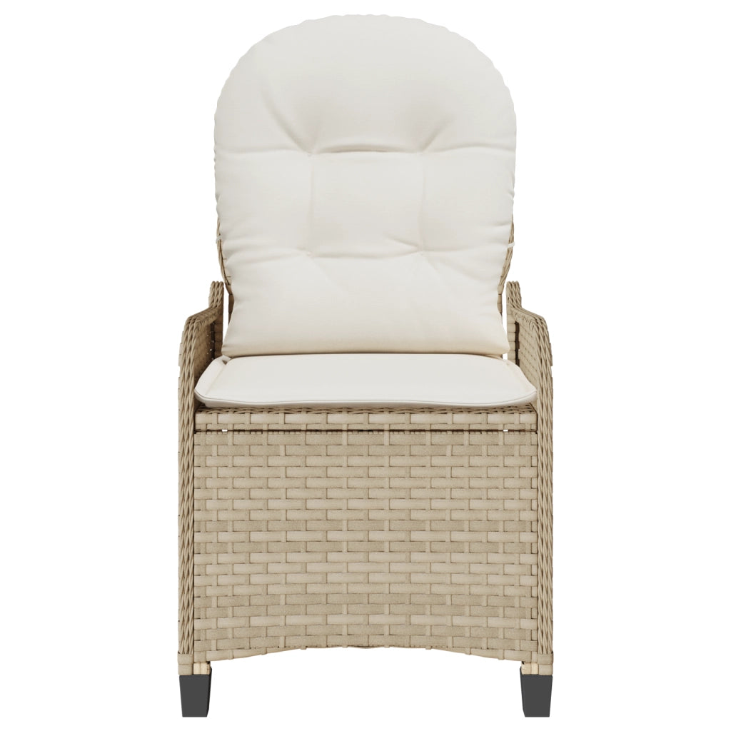 Poltrona reclinabile  con cuscino Beige in polyrattan