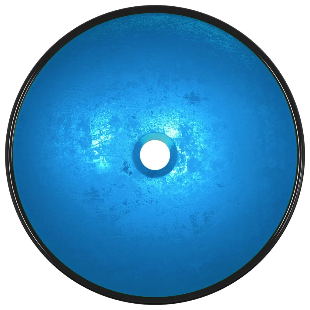 Lavandino in Vetro Temperato 42x14 cm Blu CFW6273871