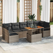 Set di divano da giardino  8 pezzi con cuscini grigi in rattan PE