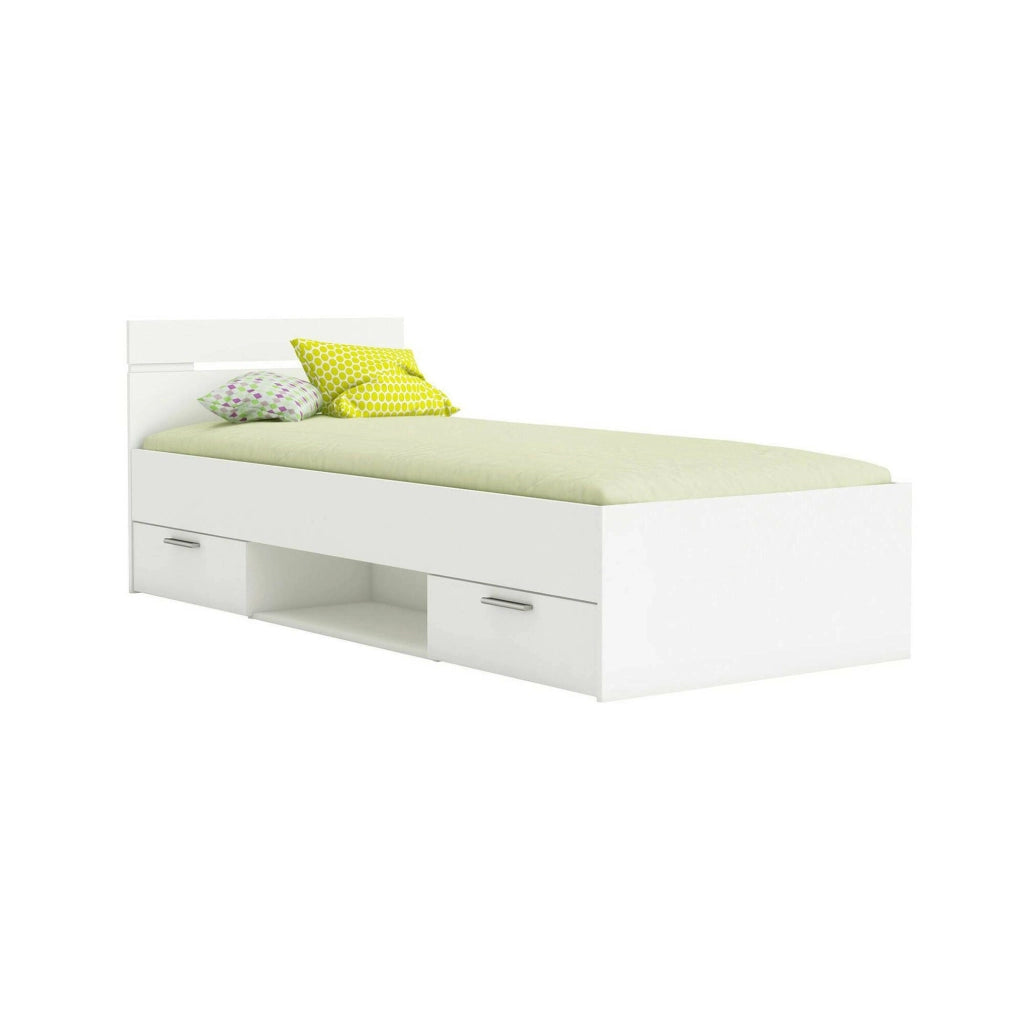 Letto singolo Zone, Sommier per camera da letto, Giroletto per stanza, Struttura porta materasso, 200x90 h74 cm, Bianco opaco