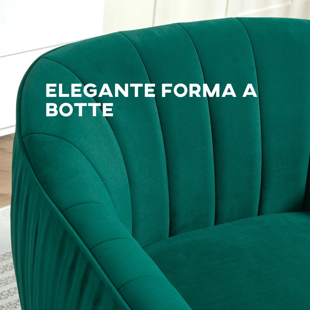 Poltrona Imbottita Relax con Braccioli ¨C Zephmum ¨C Verde 71x72x73 cm