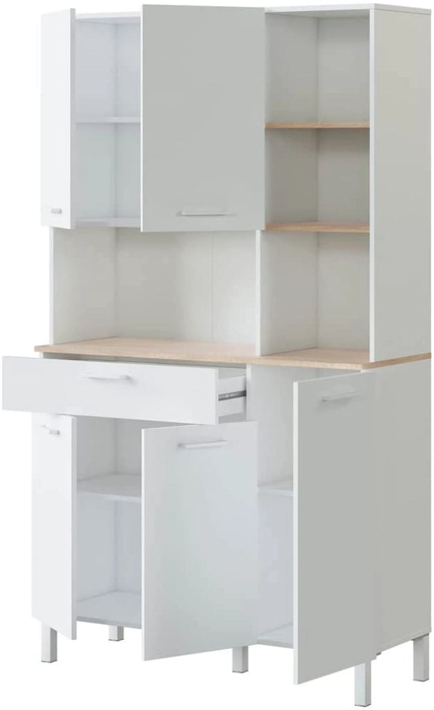 Armadio da cucina in bianco artik/canadian con 5 ante, 1 cassetto e 3 ripiani