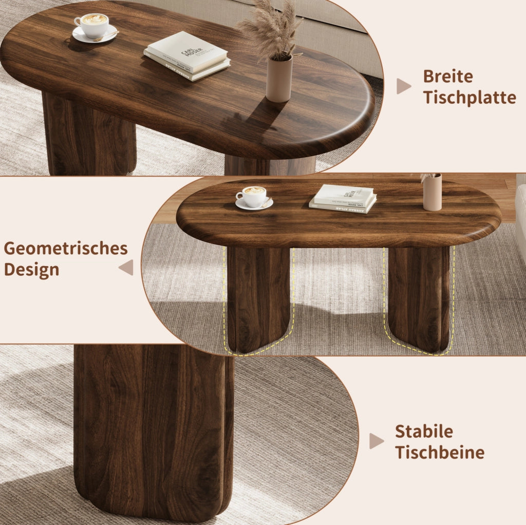 TAVOLINO da Salotto Ovale 99x50x40 cm MDF Effetto Noce