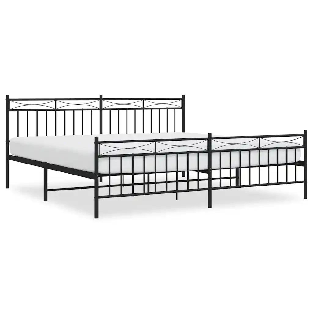 Giroletto con Testiera e Pediera-Struttura Letto Metallo Nero 193x203 cm 504027