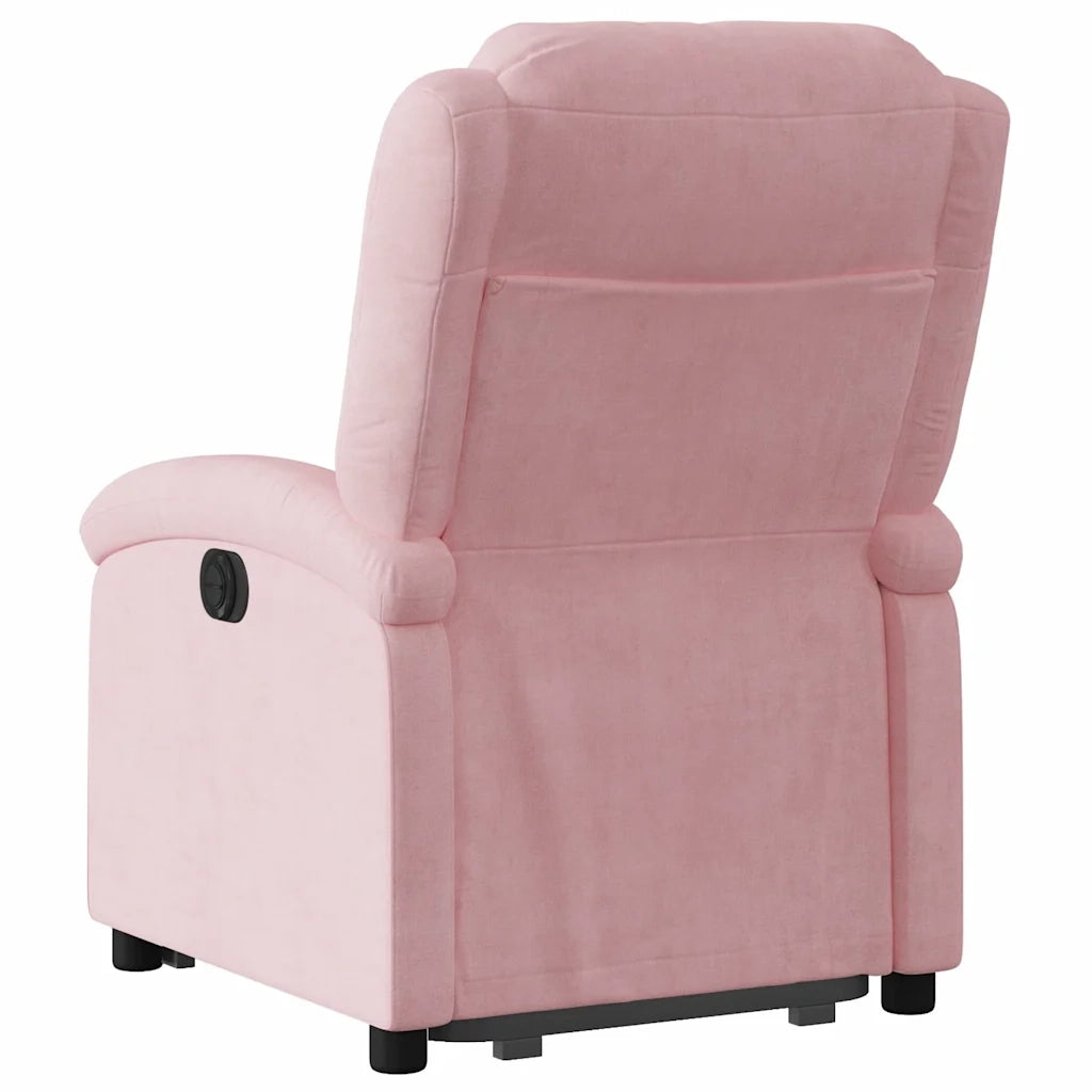 Poltrona Alzapersona Reclinabile Elettrica Rosa in Velluto 3204326