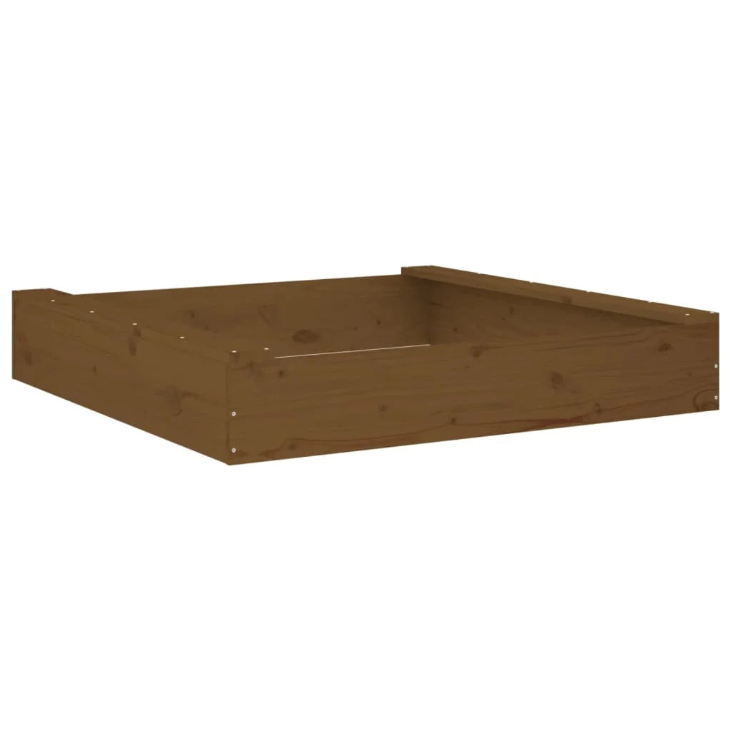 Sabbiera per bambini area giochi da giardino esterna con posti a sedere quadrati legno massello di pino marrone 02_0041523