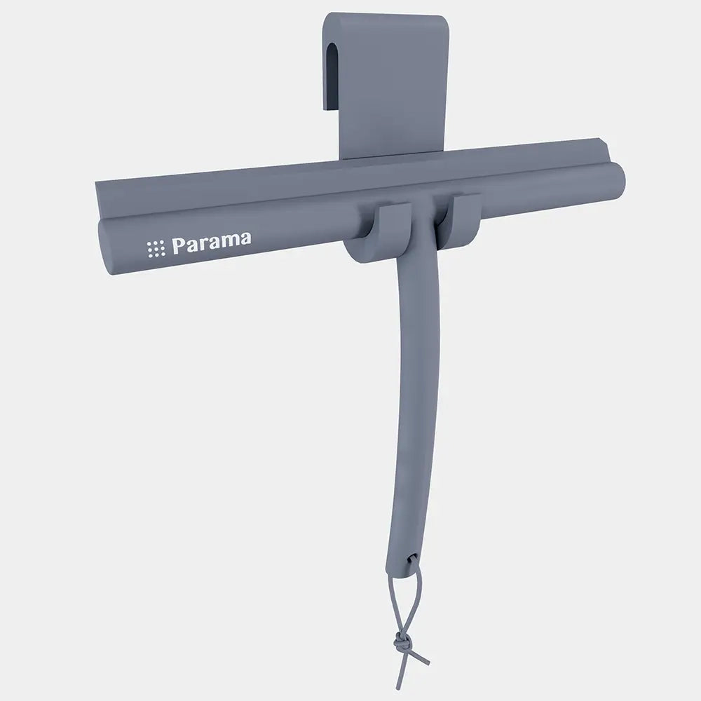 Tergivetro in silicone grigio con anima in acciaio inox e gancio per box doccia | Tergi