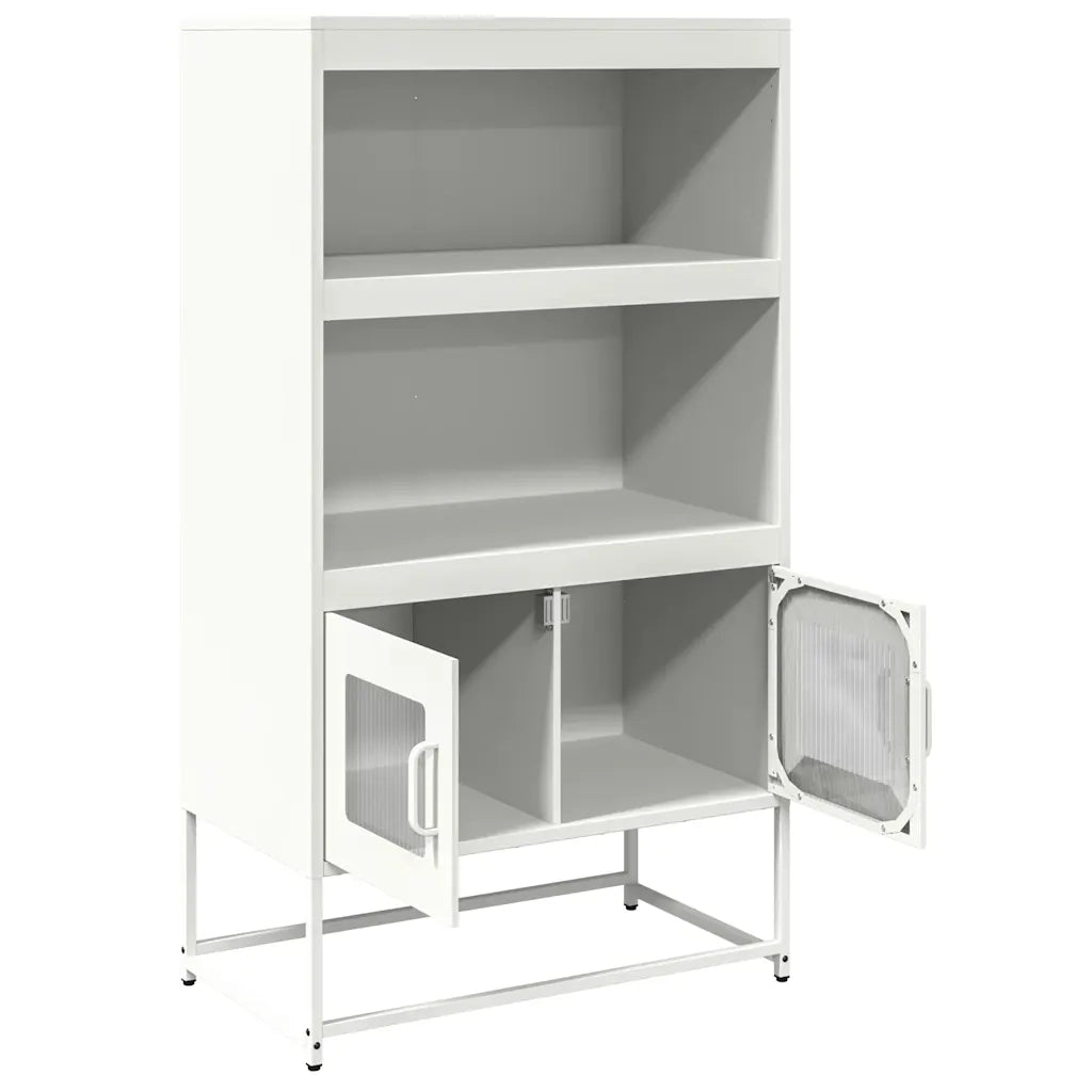 Credenza-Buffet-Armadio da cucina Bianca 68x39x123 cm in Acciaio 234978