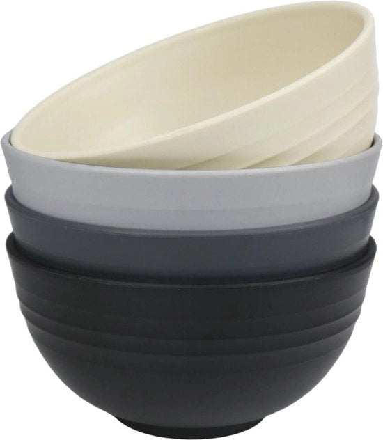 Set di Piatti di Ramen in Plastica Leggera e Resistente - 4 pz - BPA Libero - Piatti per Camping - Resistenti a Microonde e Lavastoviglie