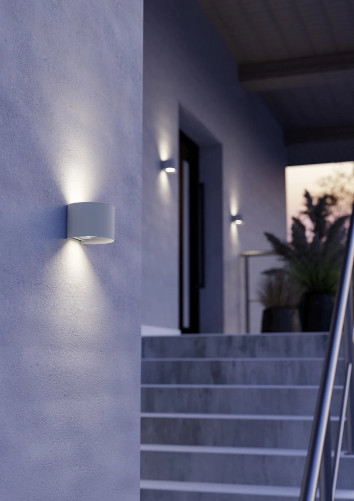 Applique Esterno Calpino 3 Alluminio Bianco Trasp 2 Luci Led 2,8W 840Lm Ip54