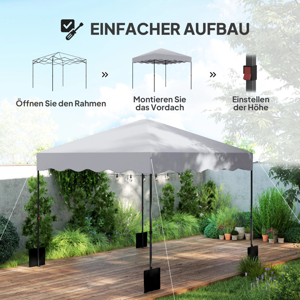 Gazebo da giardino 3x3 m pieghevole ¨C zephmum ¨C grigio chiaro metallo tessuto