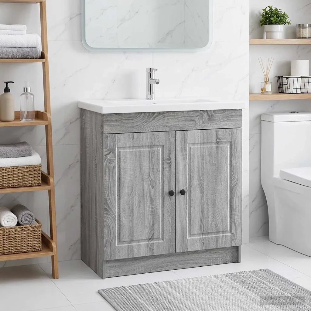 Mobiletto da bagno sotto il lavello Sonoma grigio