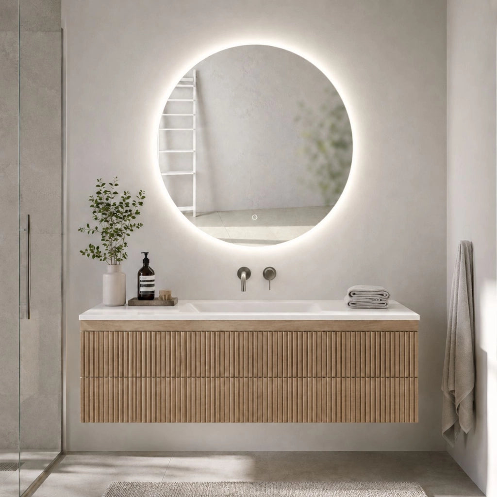 Specchio tondo retroilluminato led elegante per bagno *** misura Ø70, tonalità dimmerabile 2700-4500-6500k, confezi...