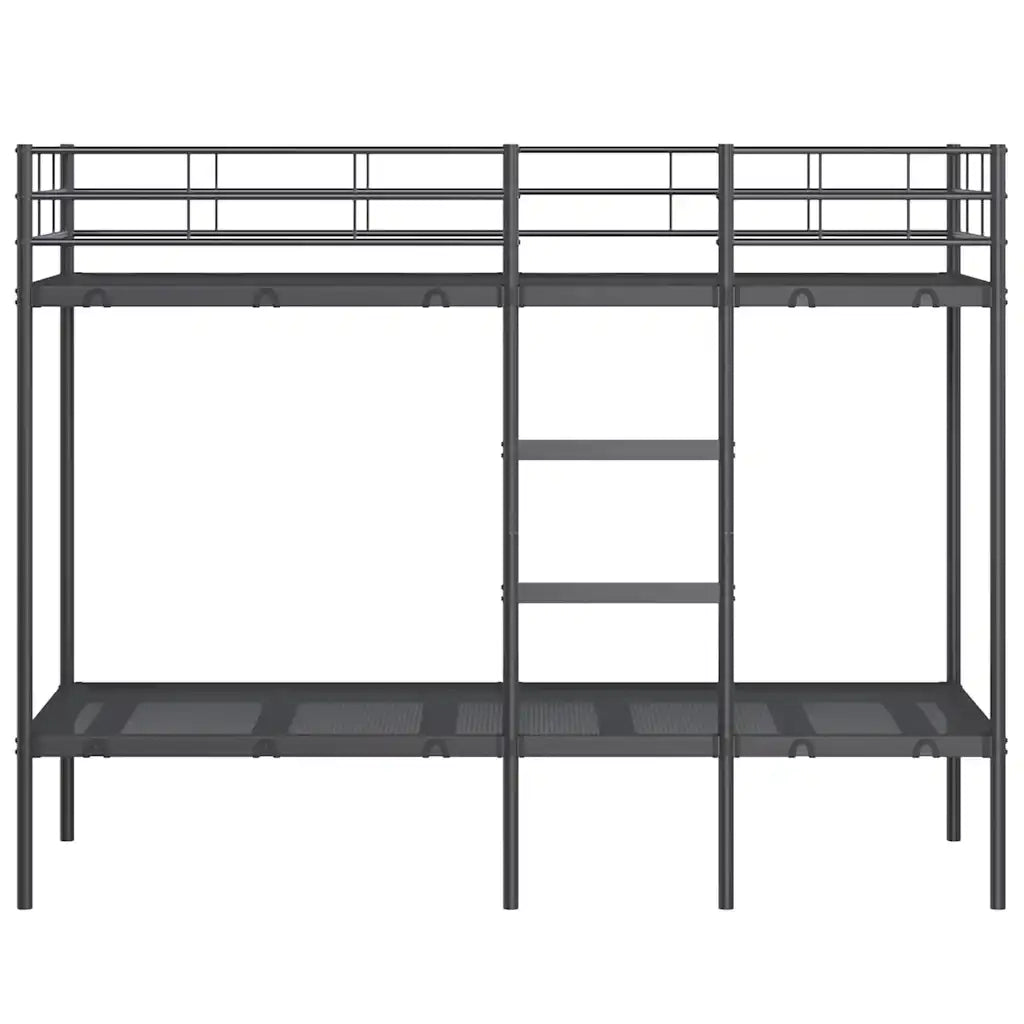 Letto a Castello senza Materasso-Struttura Letto a Castello Nero 80x200 cm in Acciaio 646709