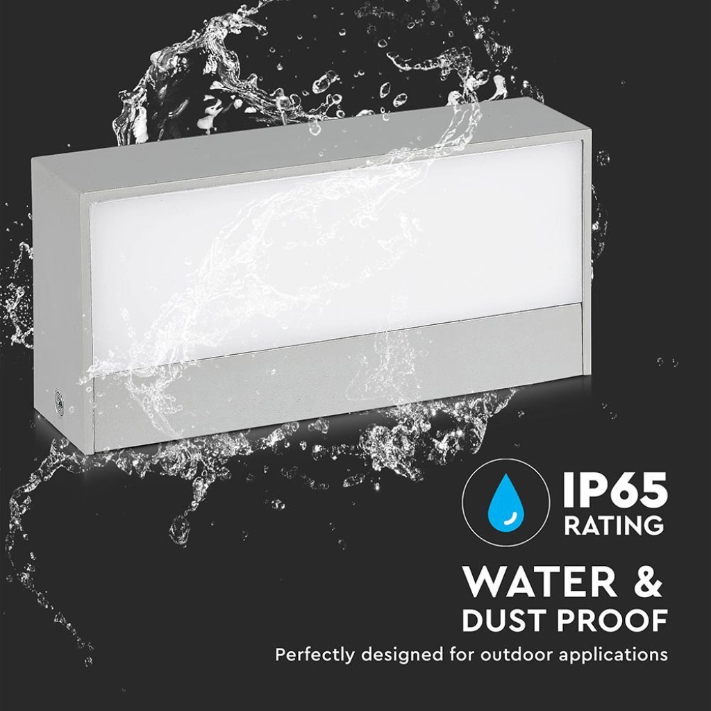 Lampada LED da Muro Rettangolare 9W Doppio Fascio Luminoso Colore Grigio 3000K IP65