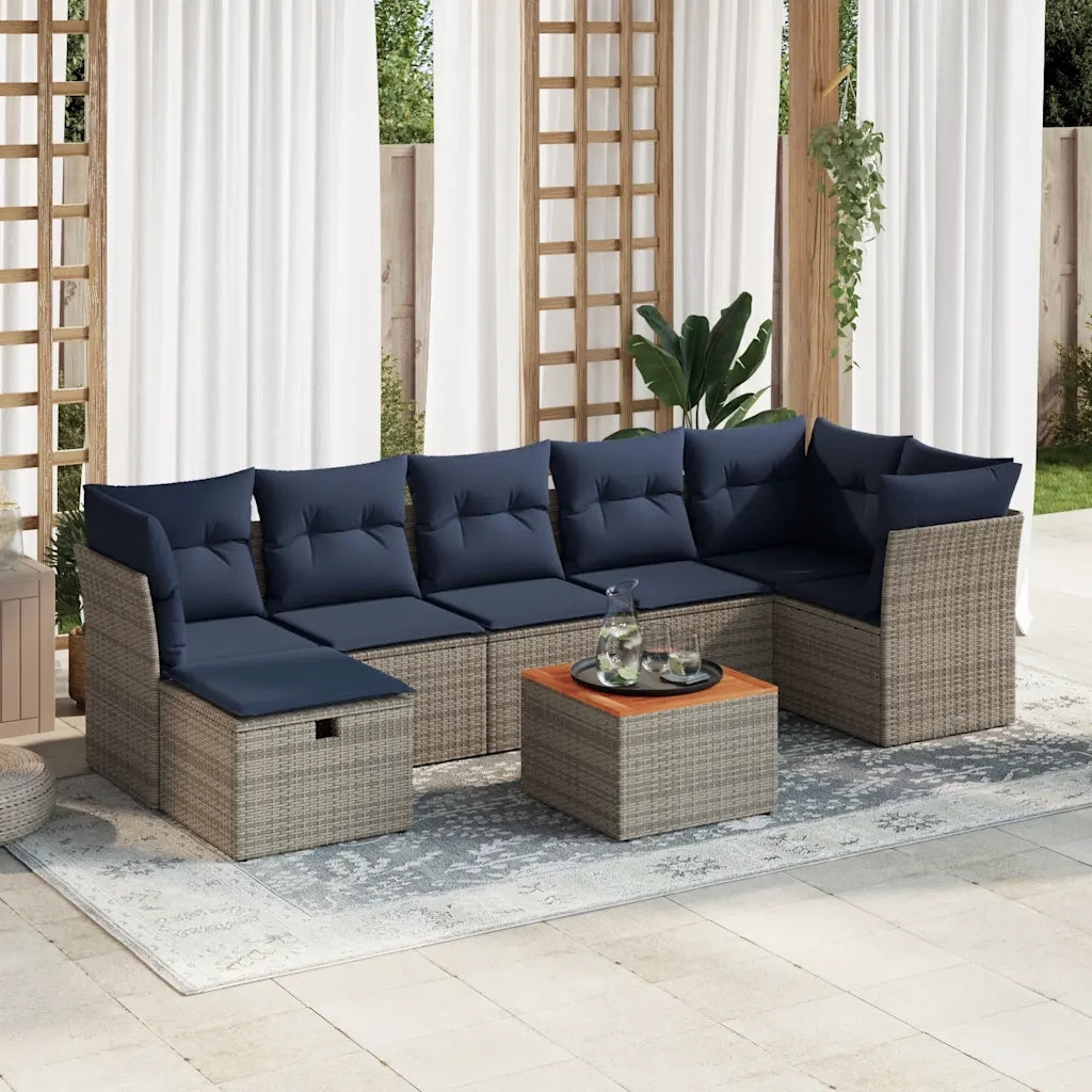 Set Divano da Giardino 8 pz con Cuscini Grigio in Polyrattan 3325771