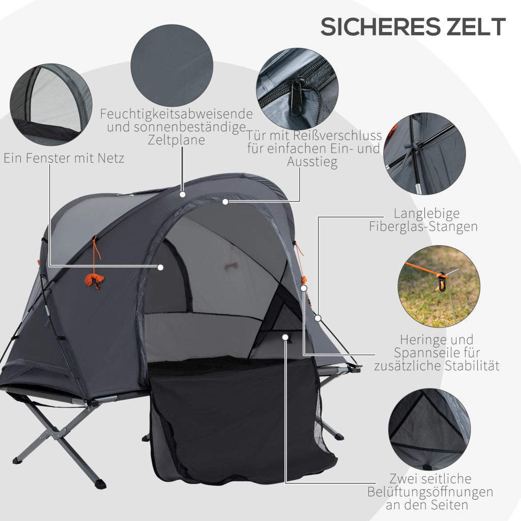 Letto da campo con tenda a cupola ¨C Zephmum ¨C Grigio 200x86x147 cm