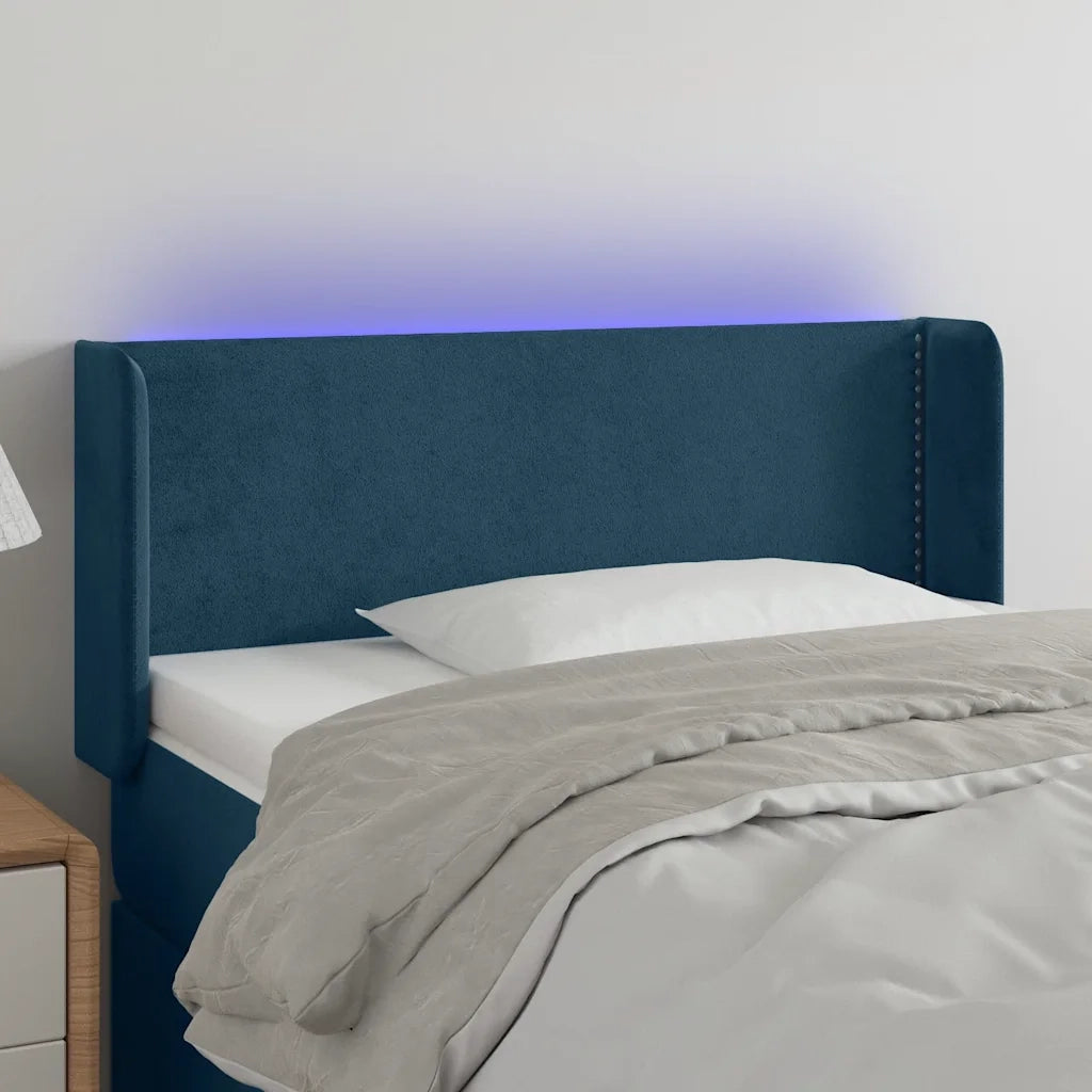 Testiera a LED Blu Scuro 103x16x78/88 cm in Velluto