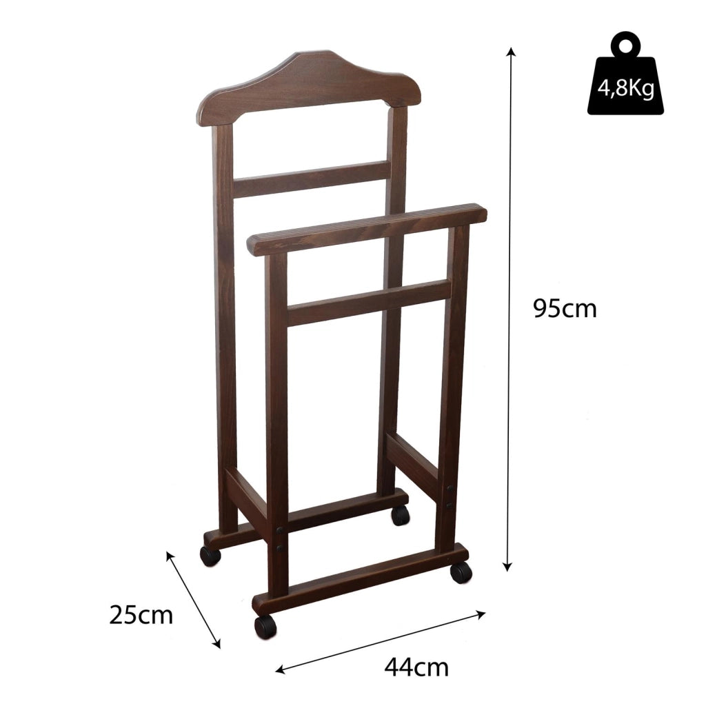 INDOSSATORE APPENDIABITI DA CAMERA PRATIC LEGNO DI FAGGIO NOCE 44 X 25 X 98 H