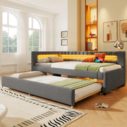 Daybett imbottito con letto estraibile, LED e doppia ricarica