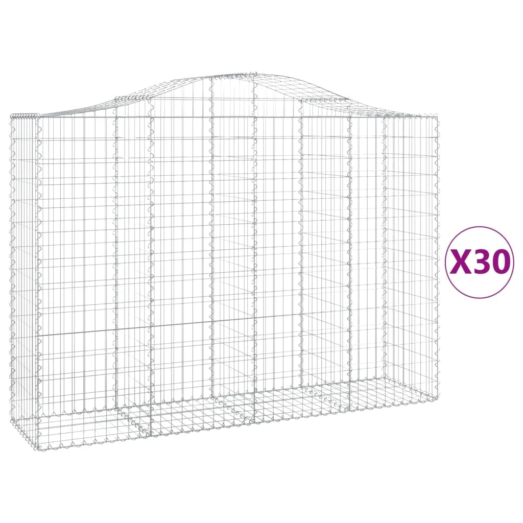 Cestini gabbioni recinzione a gabbia muro di contenimento ad arco 30 pezzi 200 x 50 x 140/160 cm ferro zincato argento 02_0040830