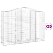 Cestini gabbioni recinzione a gabbia muro di contenimento ad arco 30 pezzi 200 x 50 x 140/160 cm ferro zincato argento 02_0040830