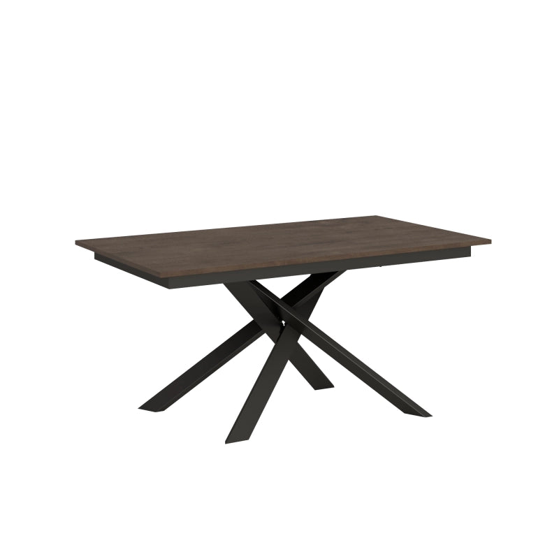Tavolo allungabile 90x160/220 cm Ganty - bordo in tinta telaio Antracite - Noce