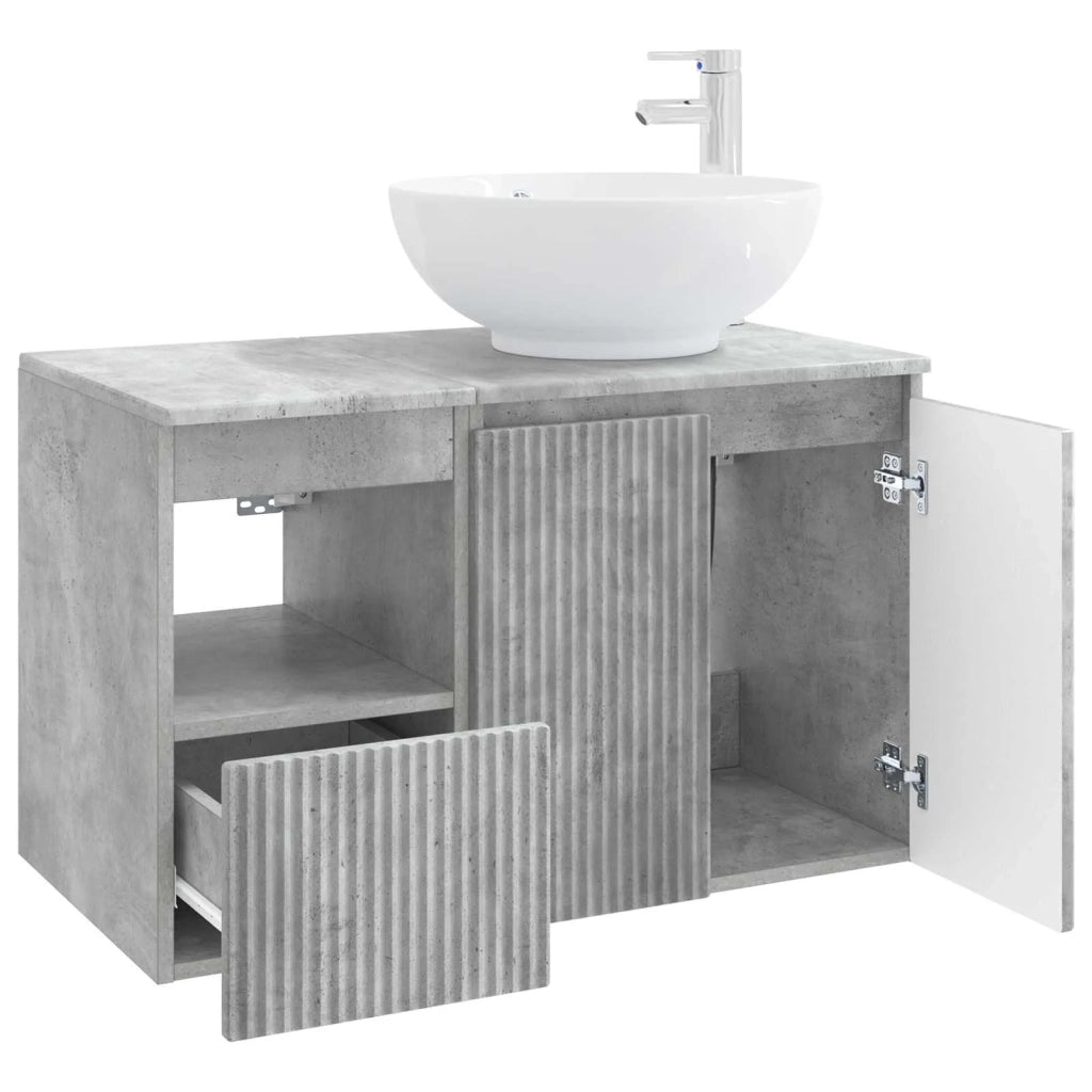 Set di mobili per il bagno 2 pz Grigio Cemento 3404087
