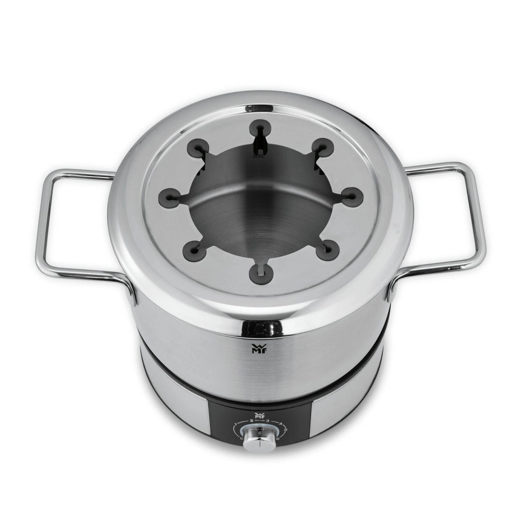 WMF 04.1513.0011 Lono Fonduta Elettrica 1400 W per 8 Persone con Regolazione Temperatura e Forchette Colorate colore Nero