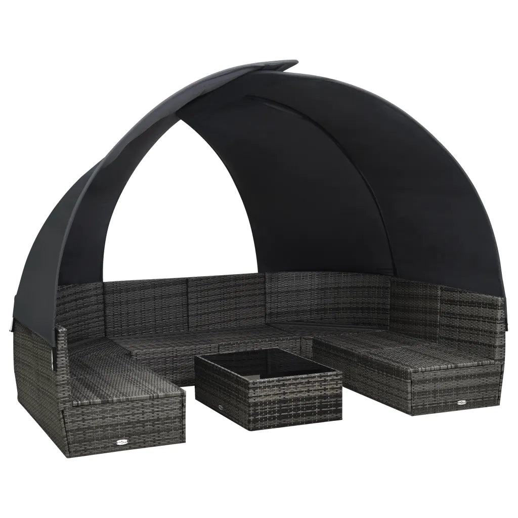 Set Divano Giardino 9 pz e Baldacchino in Polyrattan Antracite 48192