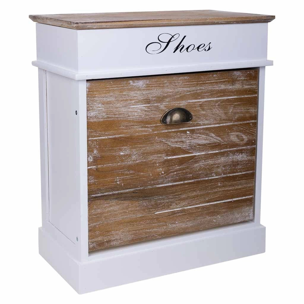 Scarpiera in legno bianco 50x28x58h