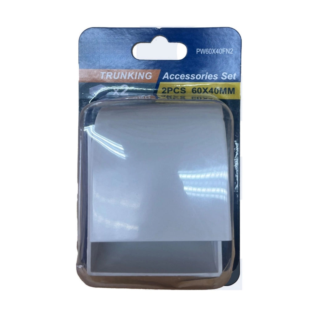 2 Pezzi Connettore Angolare Per Canaline Passacavi 60X40mm, Angolo Esterno Con Curva, Colore Bianco