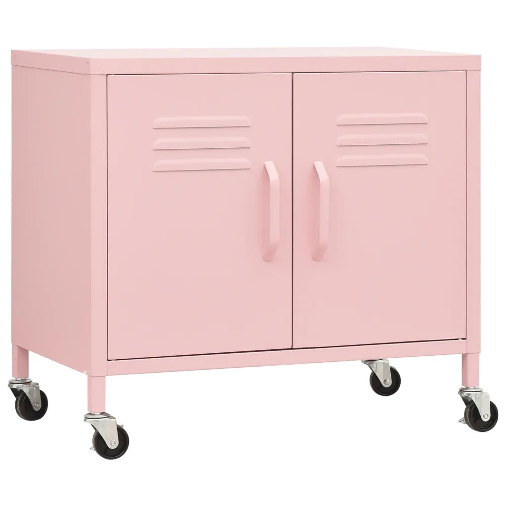 Mobile contenitore con ripiano regolabile facile da spostare 60 x 35 x 56 cm acciaio rosa 02_0046898