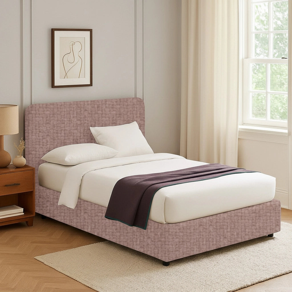 Slough, Letto Singolo Sfoderabile Made in Italy, Rosa Antico