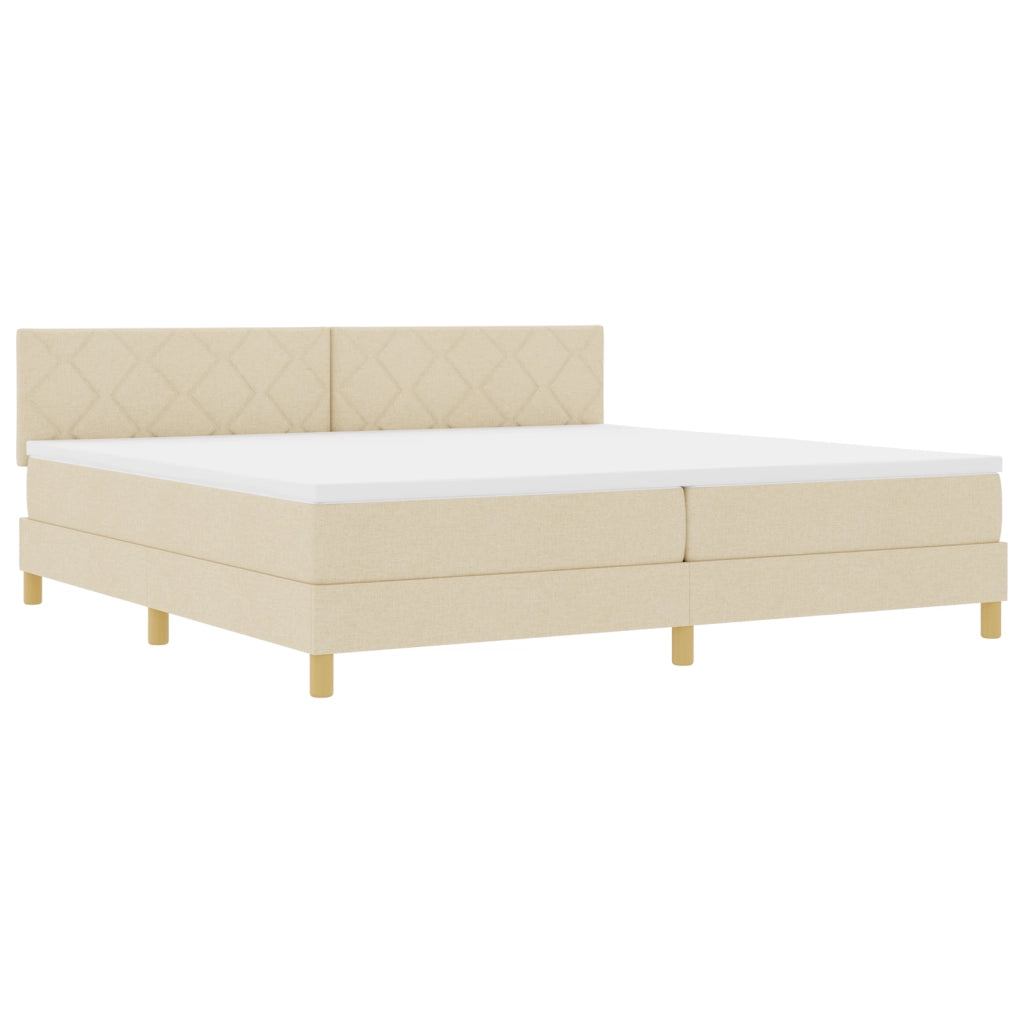 Letto a Box Spring con Materasso & LED Panna 200x200 cm Tessuto