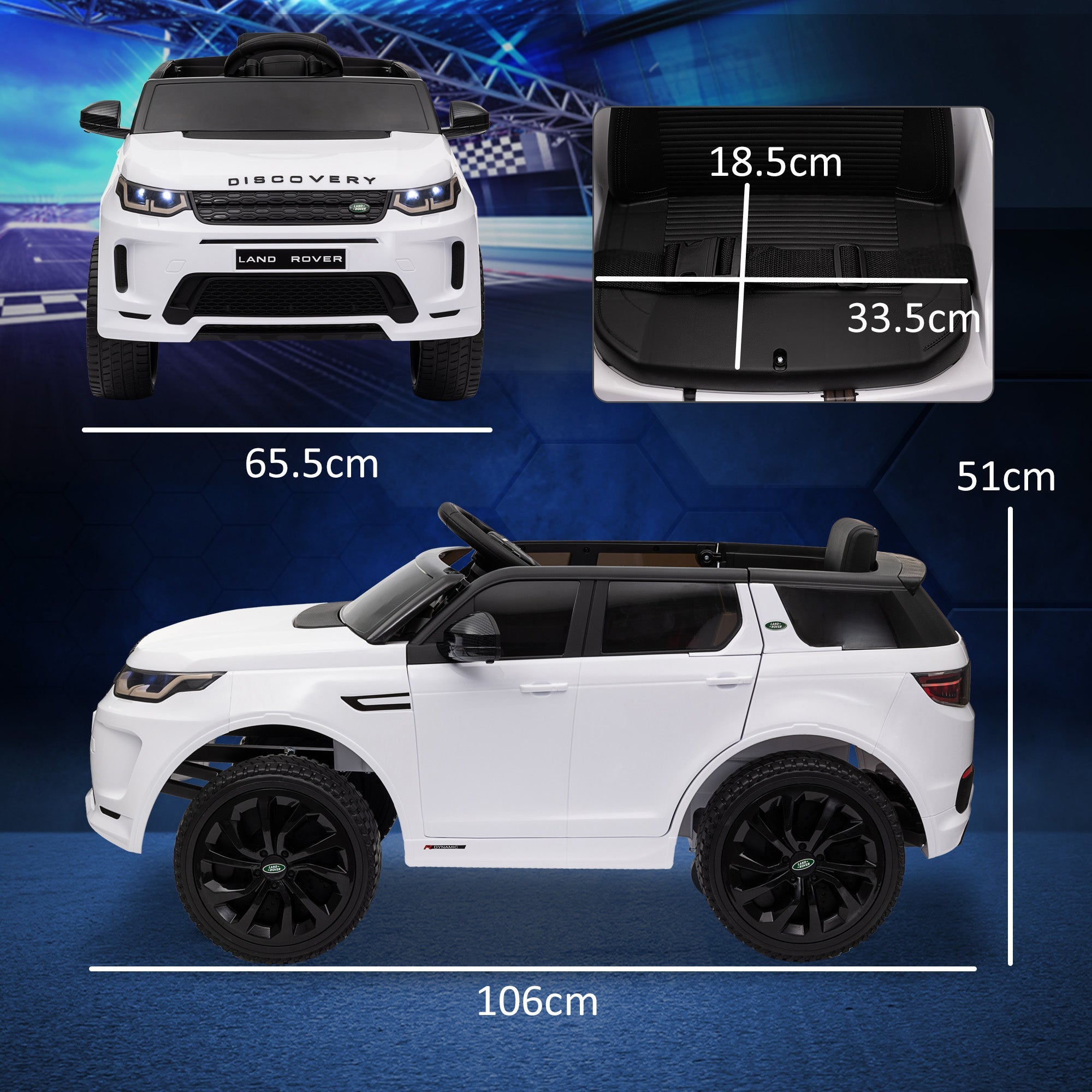 Macchina Elettrica per Bambini con Licenza Land Rover Discovery Sport 106x65,5x51 cm Bianco