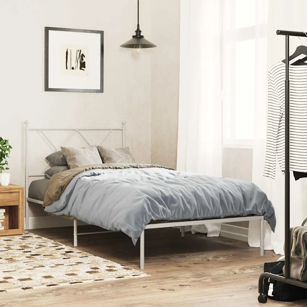 Giroletto con Testiera-Struttura Letto con testiera Metallo Bianco 90x190 cm 335915