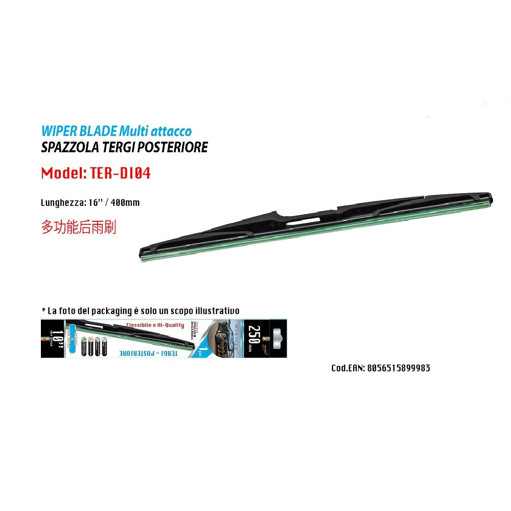 Trade Shop - Spazzola Tergi Posteriore Universale 16" / 400 Mm Lunotto Ricambi Per Auto -