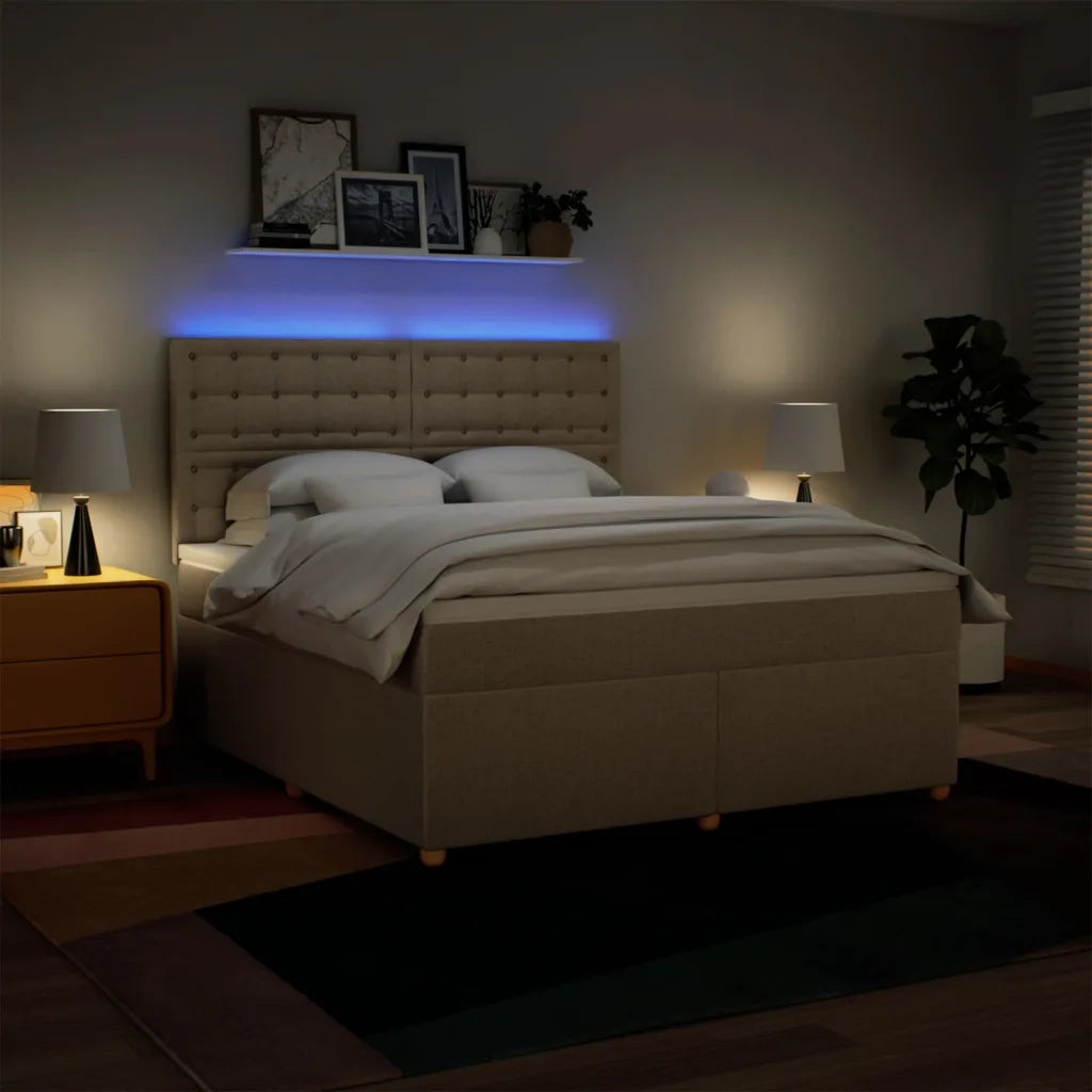 Giroletto a Molle con Materasso Crema 180x200 cm in Tessuto