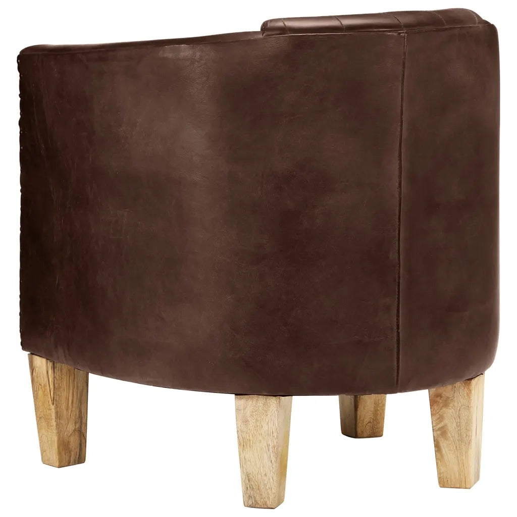 Sedia a Pozzetto Marrone Scuro in Vera Pelle 359640
