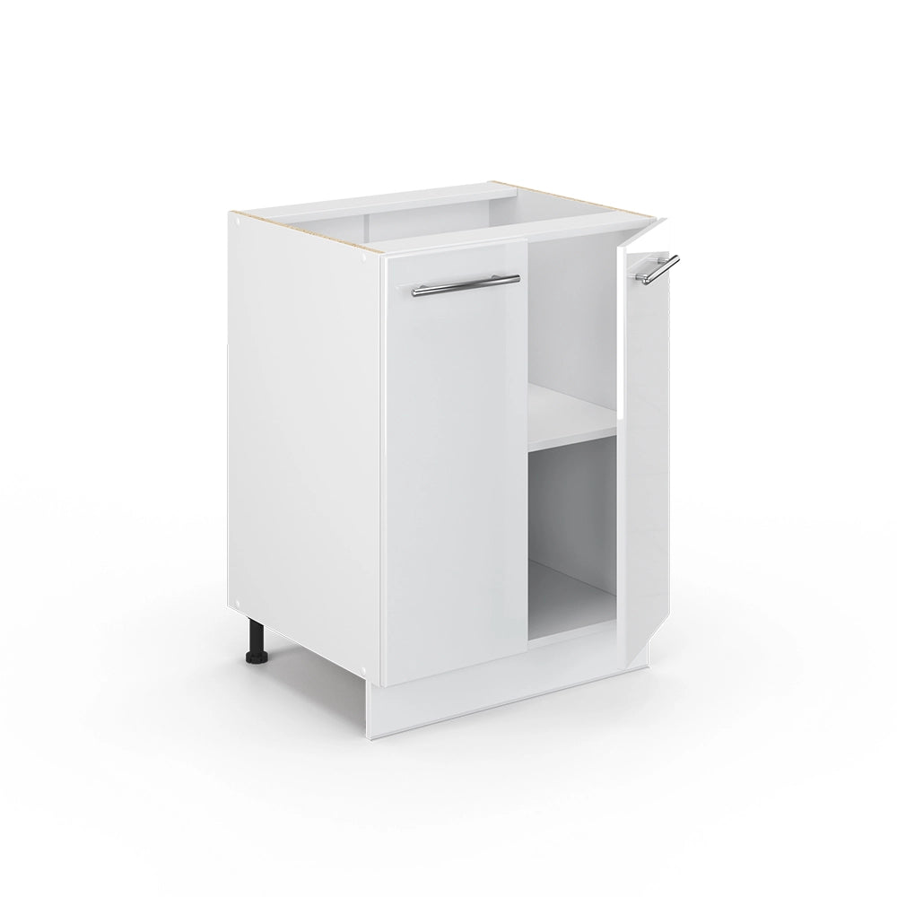 Mobiletto base cucina Fame-Line Bianco lucido/Bianco 60 cm senza piano di lavoro Vicco