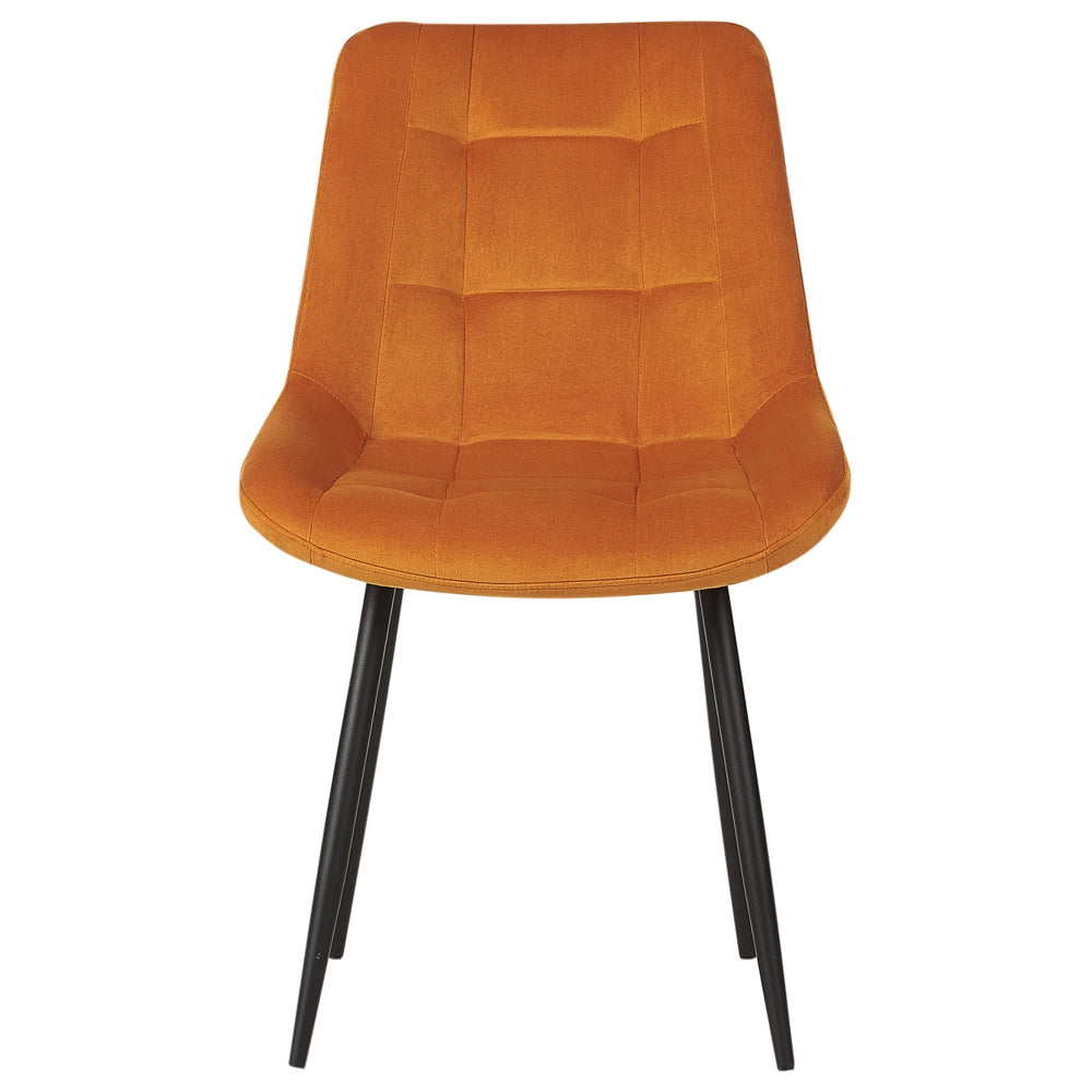 Set di 2 sedie da pranzo in velluto arancione gambe in ferro Nero sedie moderne imbottite