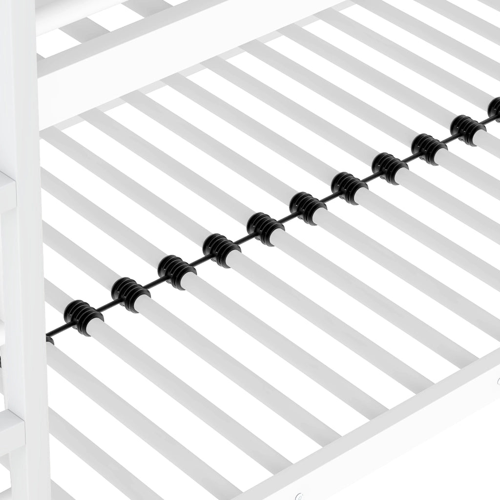 OKWISH Letto a Castello 90×200 cm, Letto 3 Posti con Scala, Sponde di Sicurezza e Struttura in Metallo, senza Materasso, Bianco