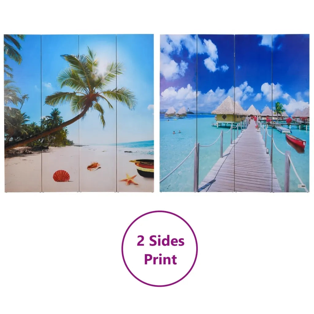 Paravento Pieghevole 160x170 cm con Stampa Spiaggia 240476