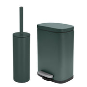 Set pattumiera 5lt a pedale e portascopino in acciaio verde scuro opaco Axin